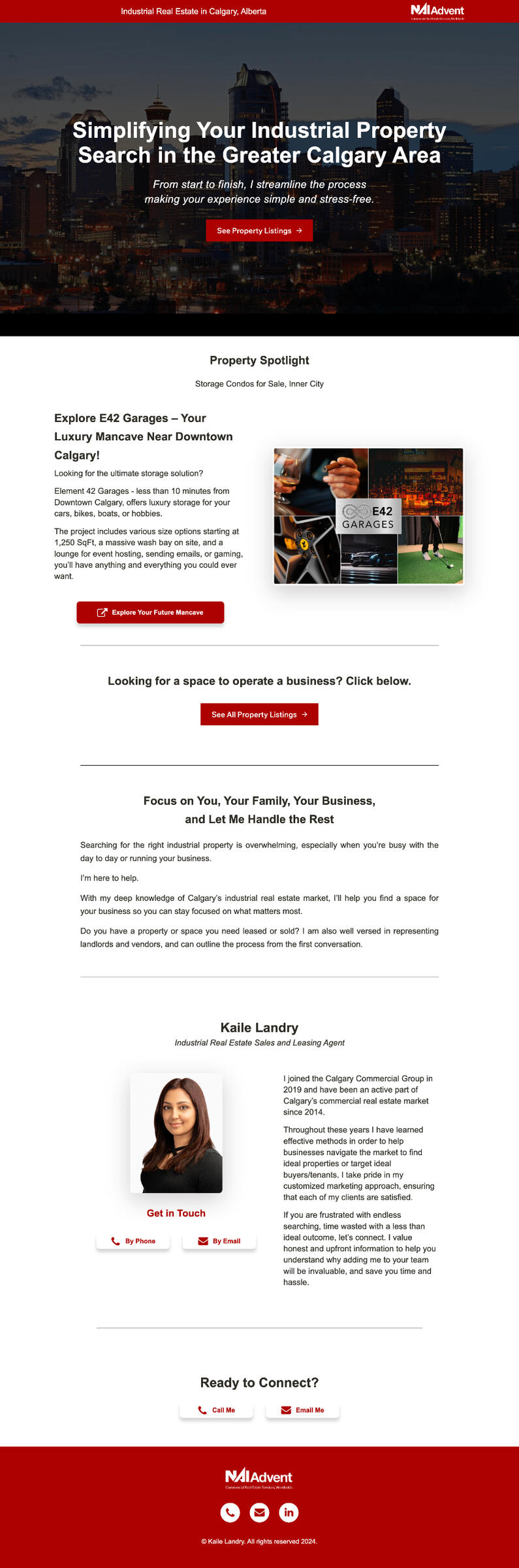 Full screenshot of Kaile's One Page Website