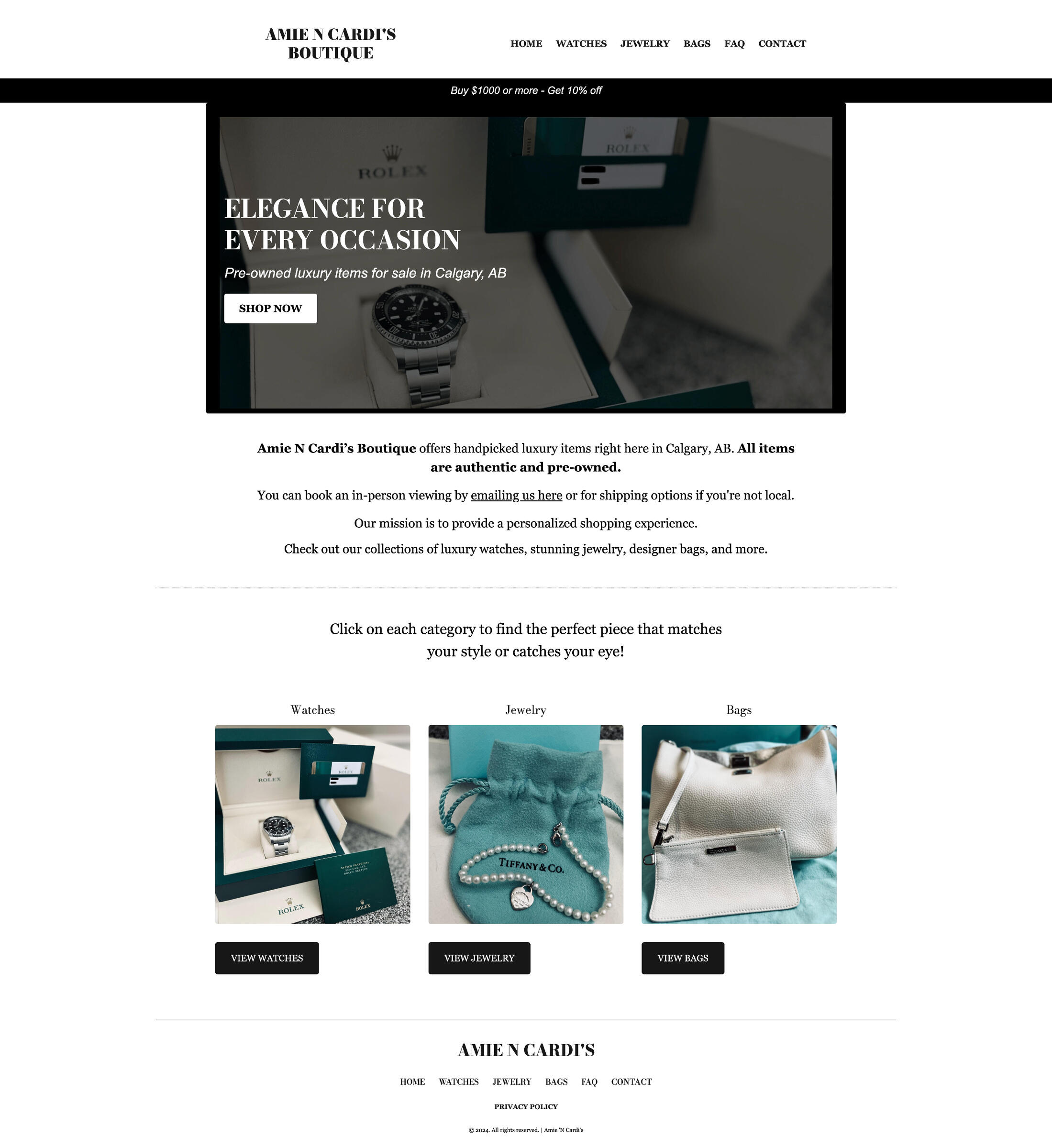 Homepage of Amie N Cardi's Boutique